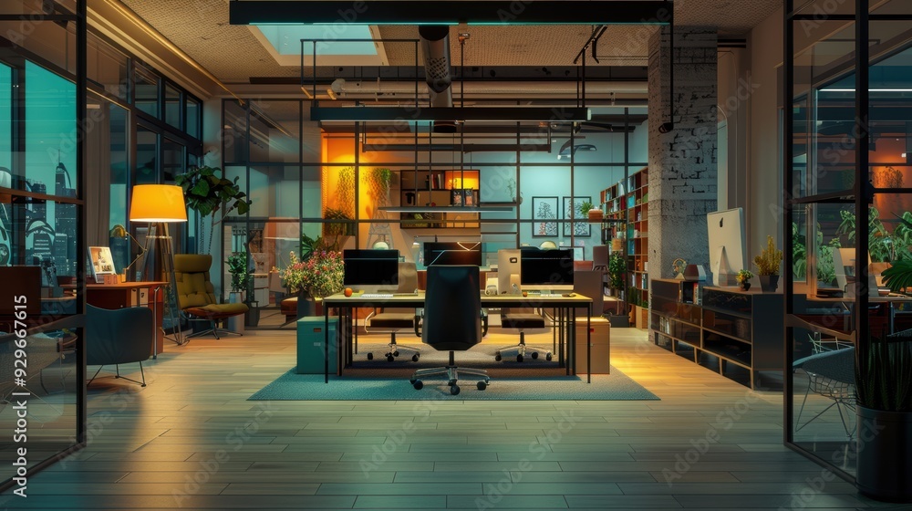 LGBTQ worker staying late to finish a project, focused on tasks, quiet and productive atmosphere, inclusive work environment, dedication and professionalism, modern setup LGBTQ worker staying late to finish a project, focused on tasks, quiet and productive atmosphere, inclusive work environment, dedication and professionalism, modern setup