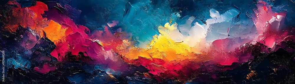 Abstract Painting with Blue, Yellow, and Red Hues Abstract Painting with Blue, Yellow, and Red Hues