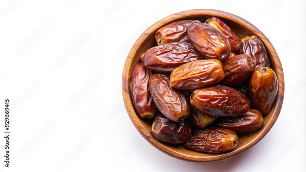 Top view of a bowl of fresh dates isolated on white background, dates, fruit, healthy, snack, sweet, delicious, organic Top view of a bowl of fresh dates isolated on white background, dates, fruit, healthy, snack, sweet, delicious, organic