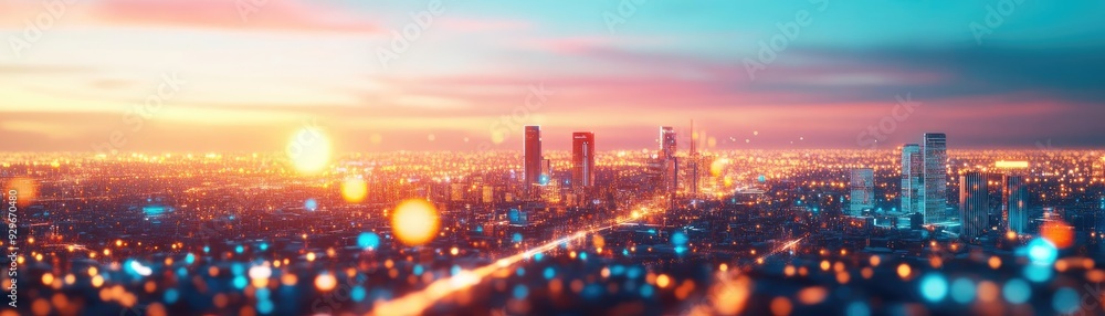 Obraz premium AI-powered city, advanced infrastructure, digital integration, futuristic technology