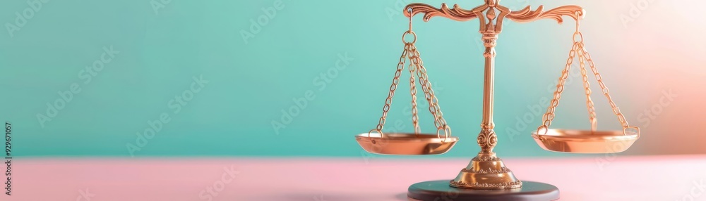 Scales of justice balanced with equality symbols, flat design illustration Scales of justice balanced with equality symbols, flat design illustration