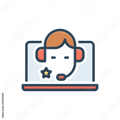 Color illustration icon for customer service