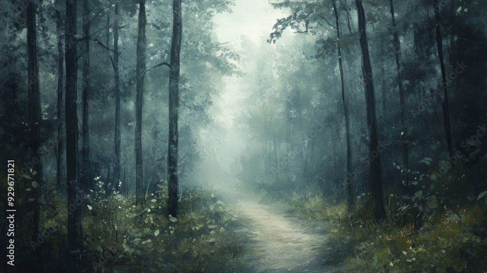 Obraz premium Misty Forest Path