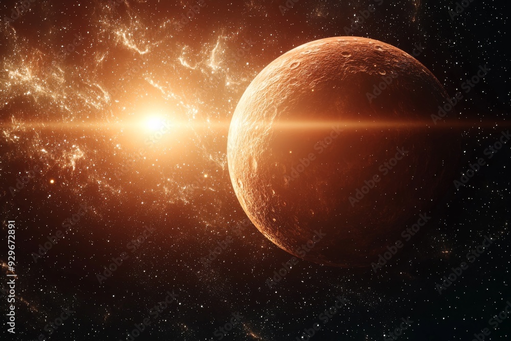 Space cosmic illustration with planets scene created with Generative AI Space cosmic illustration with planets scene created with Generative AI