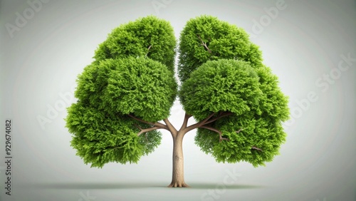 Green tree shaped like human lungs , nature, environment, concept, lungs, respiratory system, healthy, organic, plant, trees photo