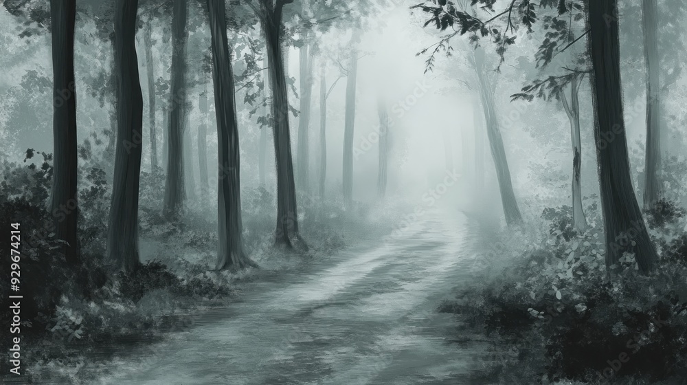 Obraz premium Misty Forest Path
