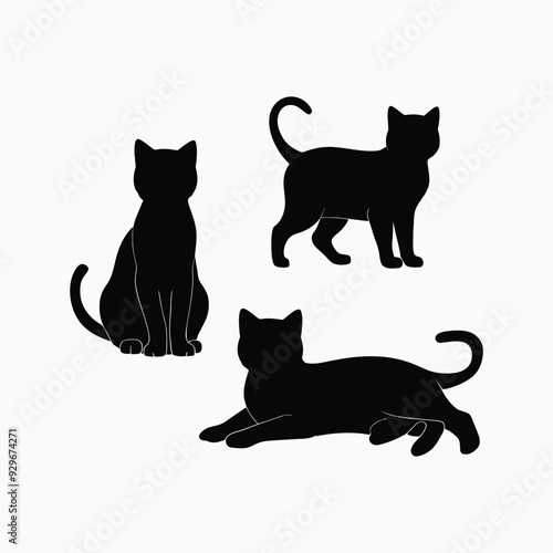 Exotic shorthair cat silhouette vector template illustration