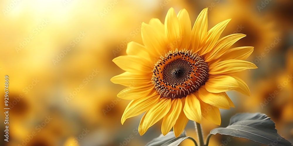 Obraz premium Single Sunflower in Field, Close Up Photography