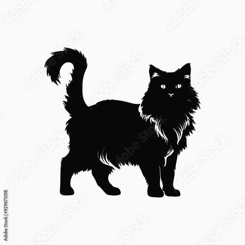 Exotic shorthair cat silhouette vector template illustration