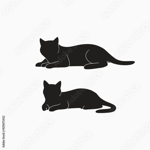 Exotic shorthair cat silhouette vector template illustration