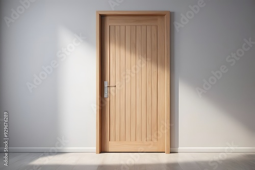 Scandinavian 3d wooden door design, illustration