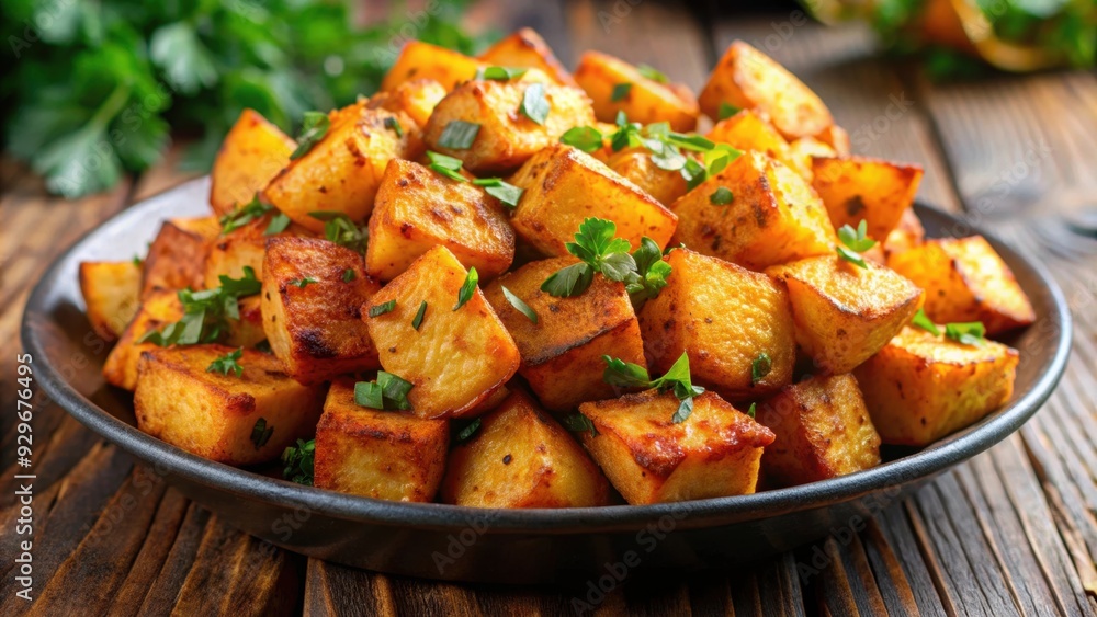 Spicy Lebanese fried potato cubes, Lebanese cuisine, spicy, fried, potatoes, appetizer, crunchy, delicious Spicy Lebanese fried potato cubes, Lebanese cuisine, spicy, fried, potatoes, appetizer, crunchy, delicious