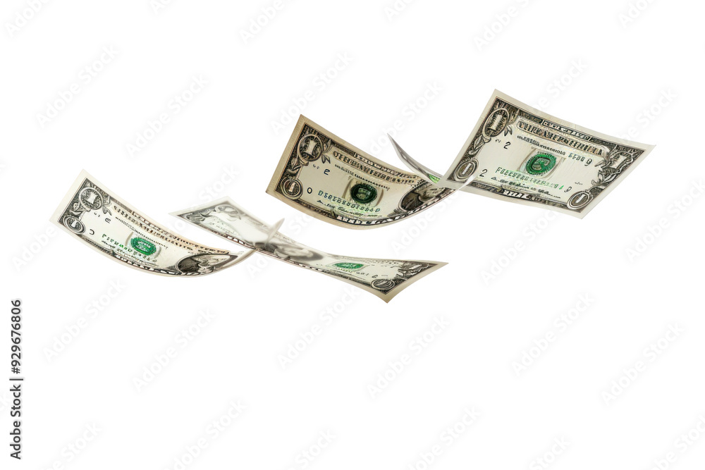 Flying dollar bills on white background. Flying dollar bills on white background.