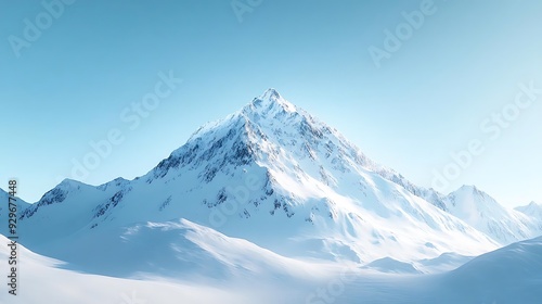 Snowy Mountain Peak with Blue Sky 3D Illustration