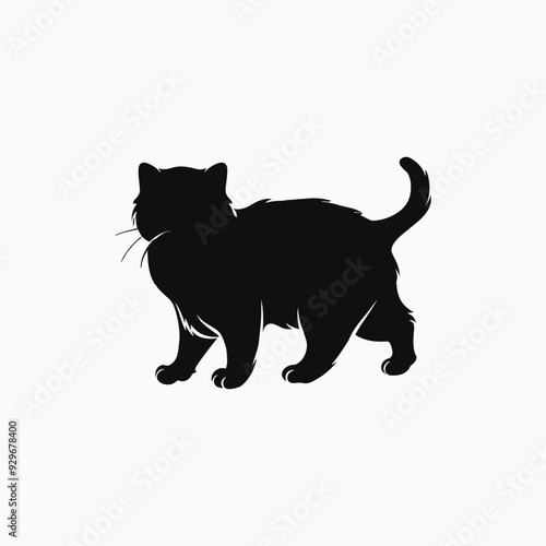 Exotic shorthair cat silhouette vector template illustration
