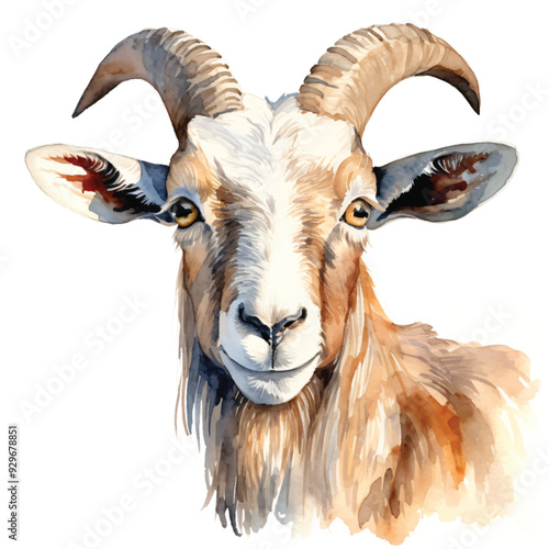 watercolor painting of goat four collection isolated