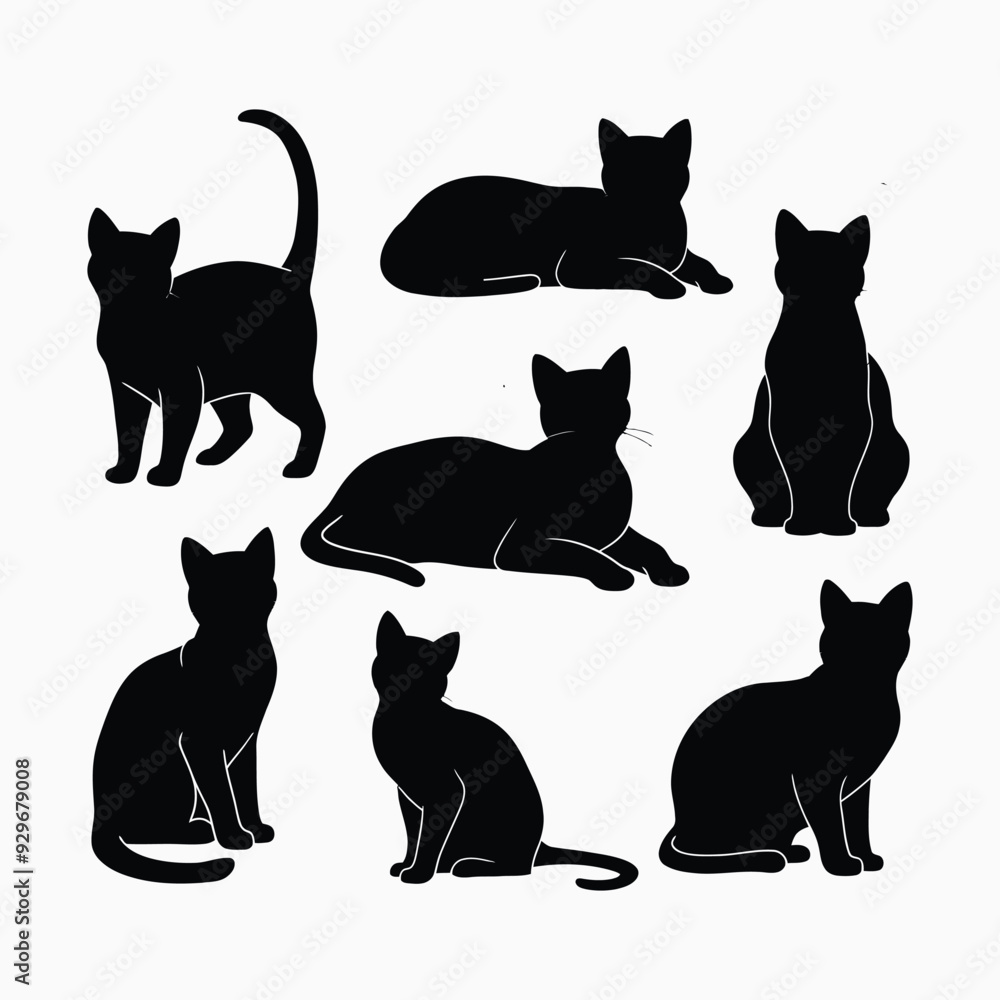Exotic shorthair cat silhouette vector template illustration Exotic shorthair cat silhouette vector template illustration