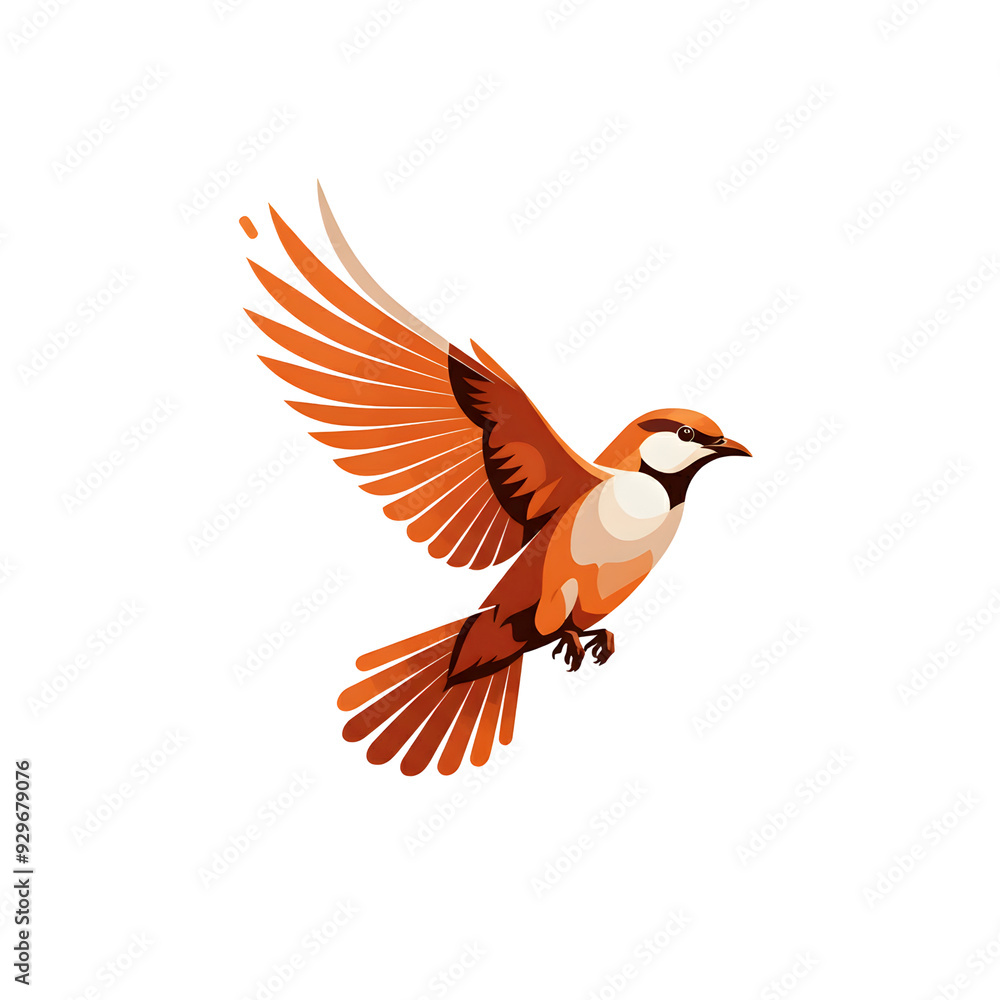 Fototapeta premium Abstract, minimalist illustration of a bird in flight, dynamic composition, clean lines, vibrant color palette