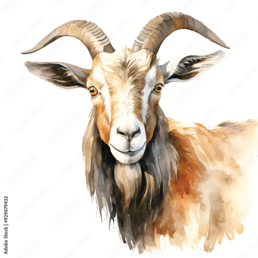 watercolor painting of goat four collection isolated watercolor painting of goat four collection isolated