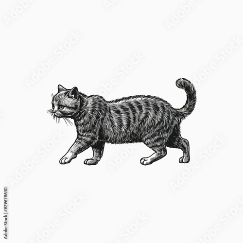Exotic shorthair cat silhouette vector template illustration