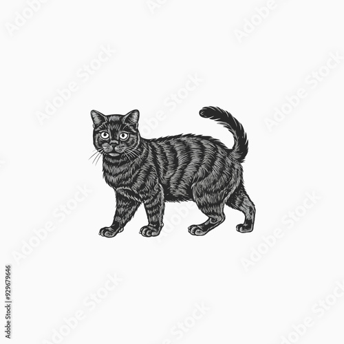 Exotic shorthair cat silhouette vector template illustration
