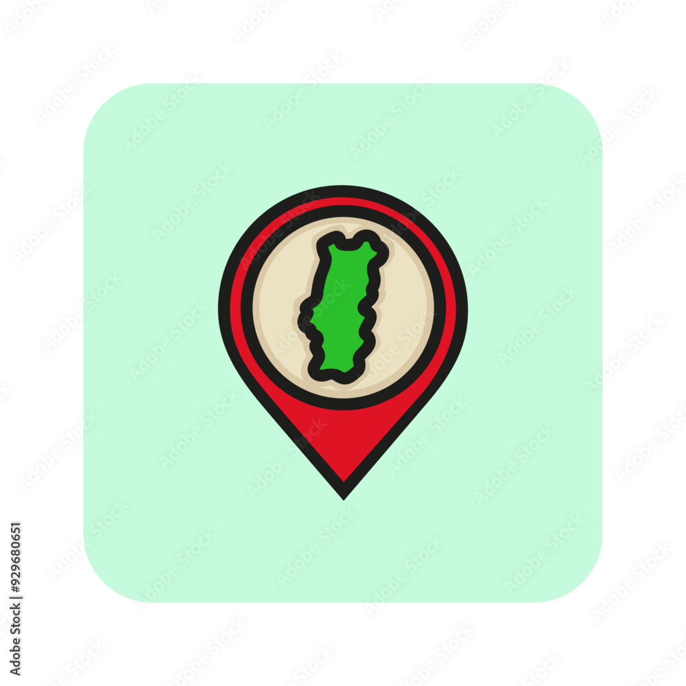 Portugal pointer line icon. Navigation, map, country. Portugal concept. Vector can be used for topics like geography, travel, tourism Portugal pointer line icon. Navigation, map, country. Portugal concept. Vector can be used for topics like geography, travel, tourism