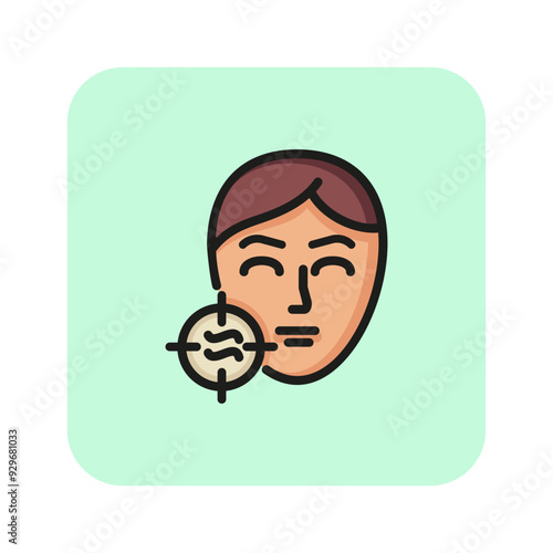 Skin problem line icon. Pore, face massaging, hygiene. Cosmetology concept. Vector illustration can be used for topics like dermatology, skin problem, spa