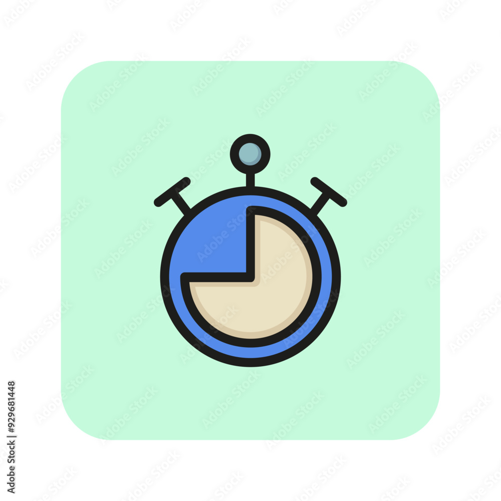 Stopwatch line icon. Deadline, timer, countdown. Training concept. Vector illustration can be used for topics like business, sport, time management Stopwatch line icon. Deadline, timer, countdown. Training concept. Vector illustration can be used for topics like business, sport, time management