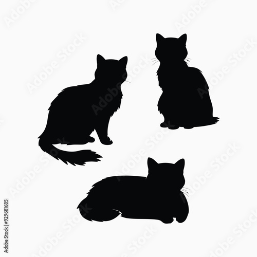 Exotic shorthair cat silhouette vector template illustration