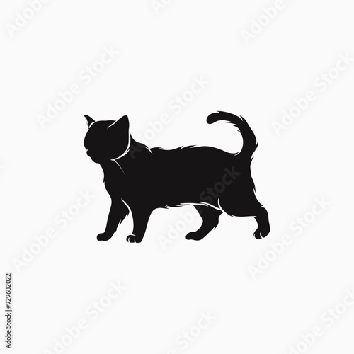 Exotic shorthair cat silhouette vector template illustration