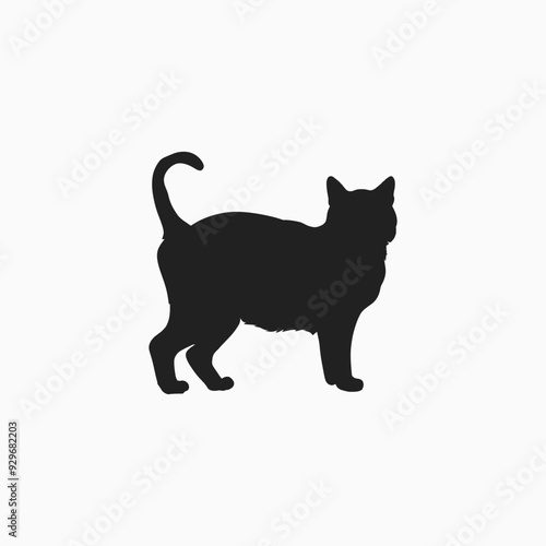 Exotic shorthair cat silhouette vector template illustration