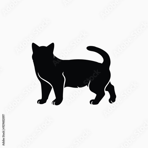 Exotic shorthair cat silhouette vector template illustration