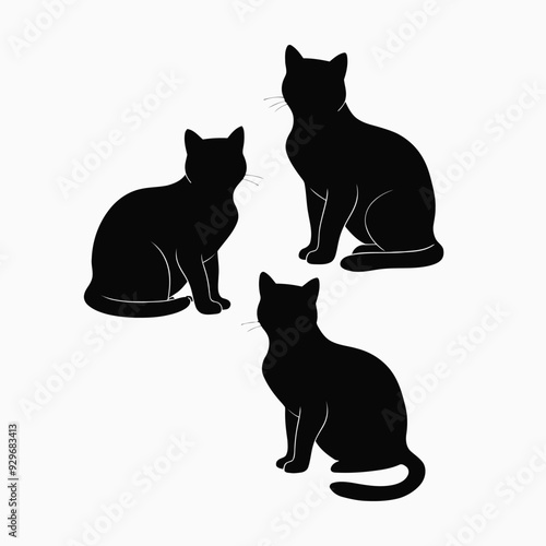 Exotic shorthair cat silhouette vector template illustration
