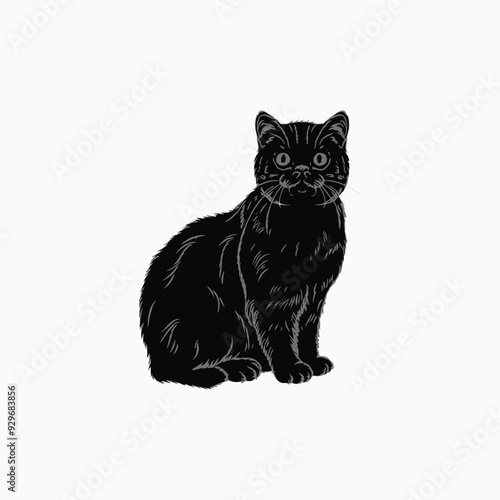 Exotic shorthair cat silhouette vector template illustration