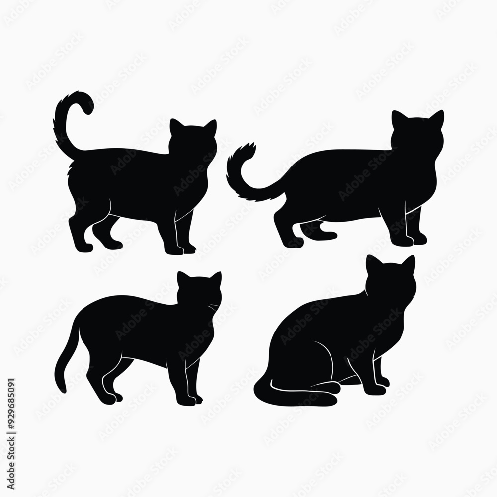 Exotic shorthair cat silhouette vector template illustration Exotic shorthair cat silhouette vector template illustration