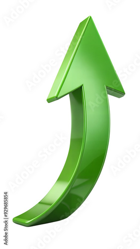 Curved green arrow upward, representing a steady increase