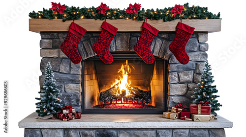 fireplace with christmas tree