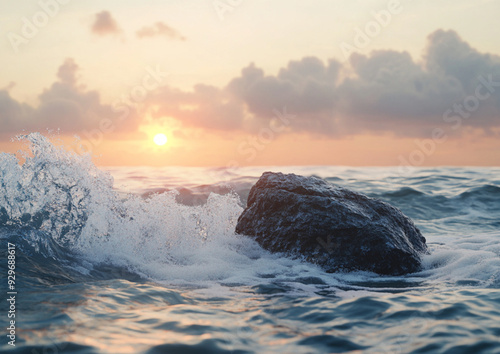 Obraz na płótnie sunset over the sea sea, water, sky, ocean, sunset, nature, landscape, w salonie