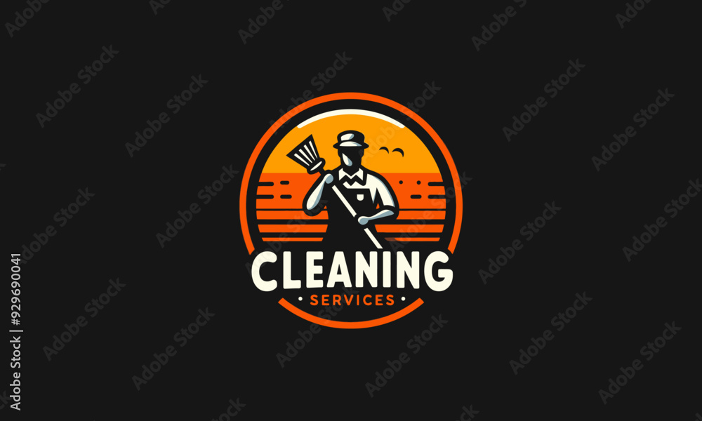logo design template of a cleaning service vector flat design logo design template of a cleaning service vector flat design