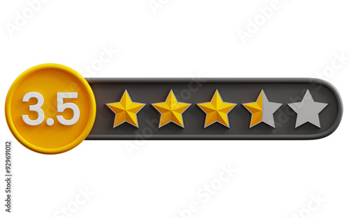 3D Three Point Five Stars Rating Illustration photo