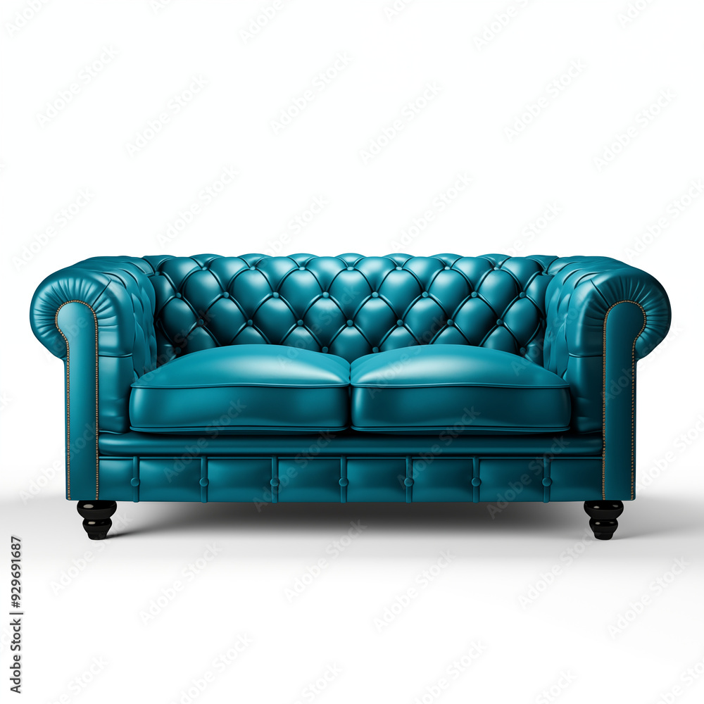 Fototapeta premium Teal Chesterfield Sofa with Button Tufting