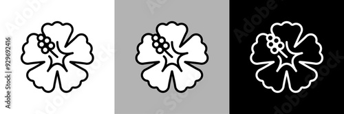 シンプルな線画のハイビスカスのベクターアイコン