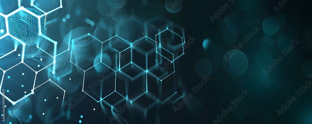 Abstract Geometric Pattern of Interconnected Hexagons and Orbs Abstract Geometric Pattern of Interconnected Hexagons and Orbs