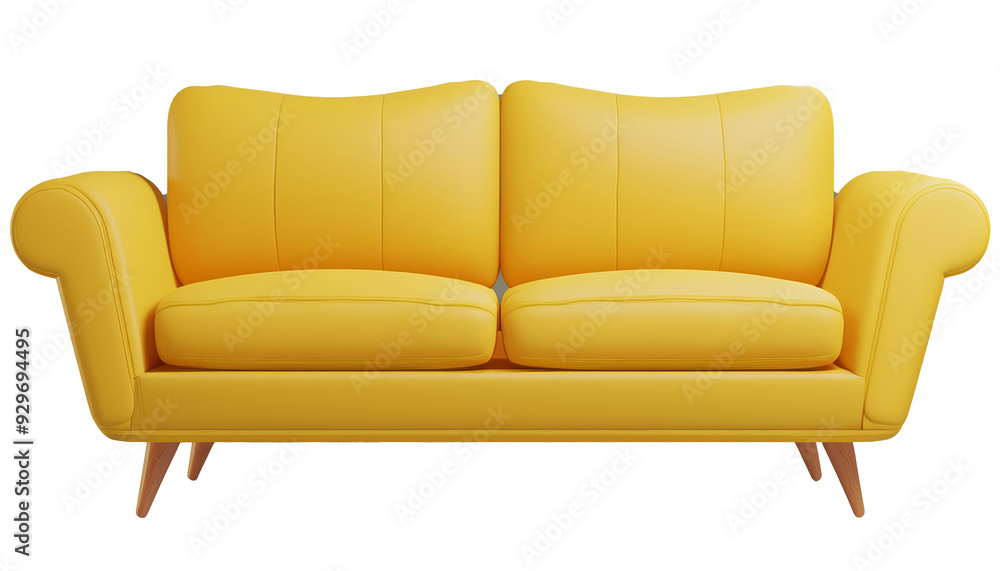 Fototapeta premium Yellow Sofa, Modern Design and Comfort