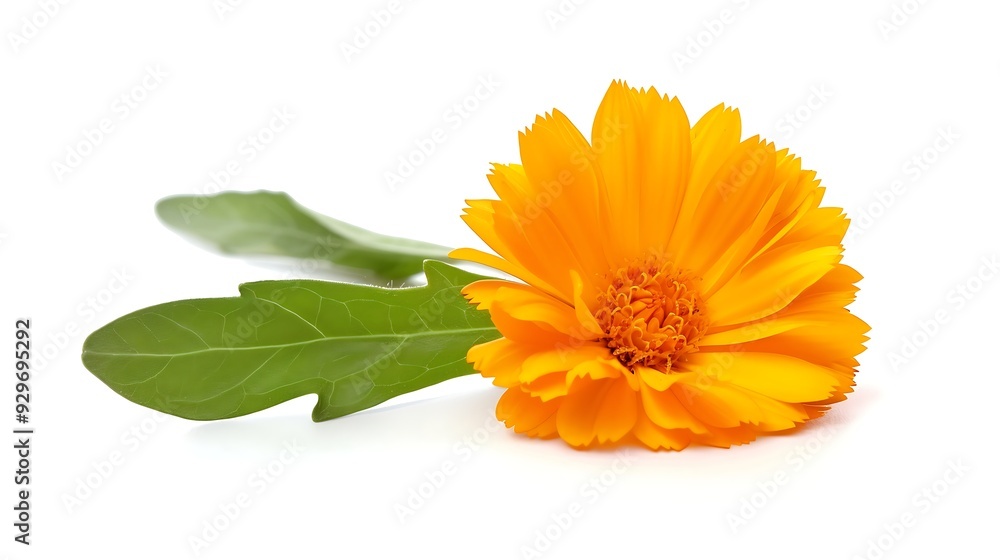 Calendula flower and leaf isolated on white background Calendula flower and leaf isolated on white background