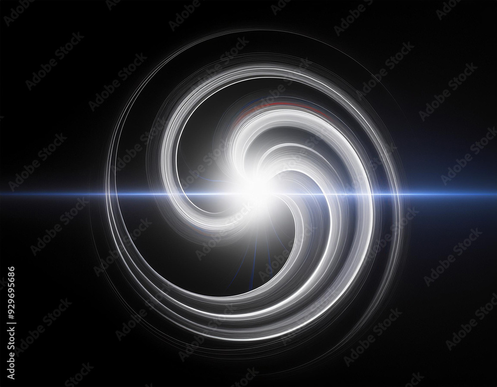 Light effect lens flare random sphere in black background with a single burst spiral Light effect lens flare random sphere in black background with a single burst spiral