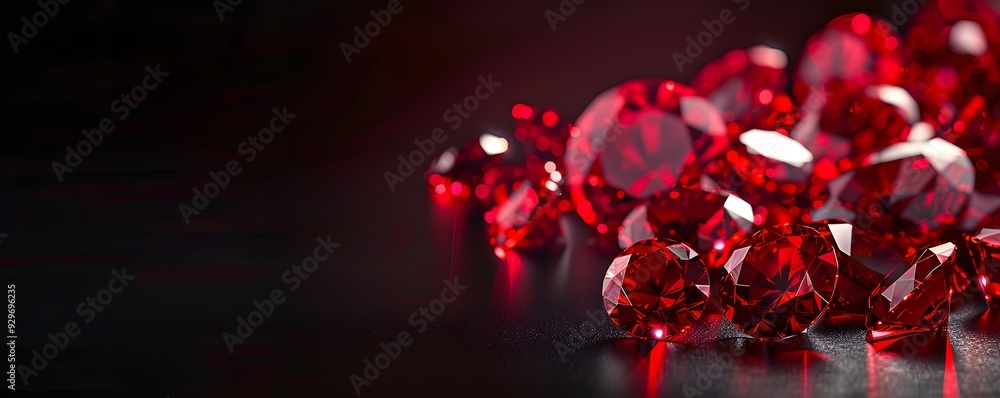 Close-up of sparkling red gemstones on a black background Close-up of sparkling red gemstones on a black background
