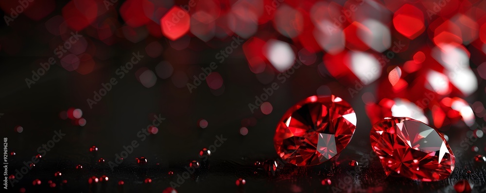 Two Red Gemstones with Bokeh Background Two Red Gemstones with Bokeh Background