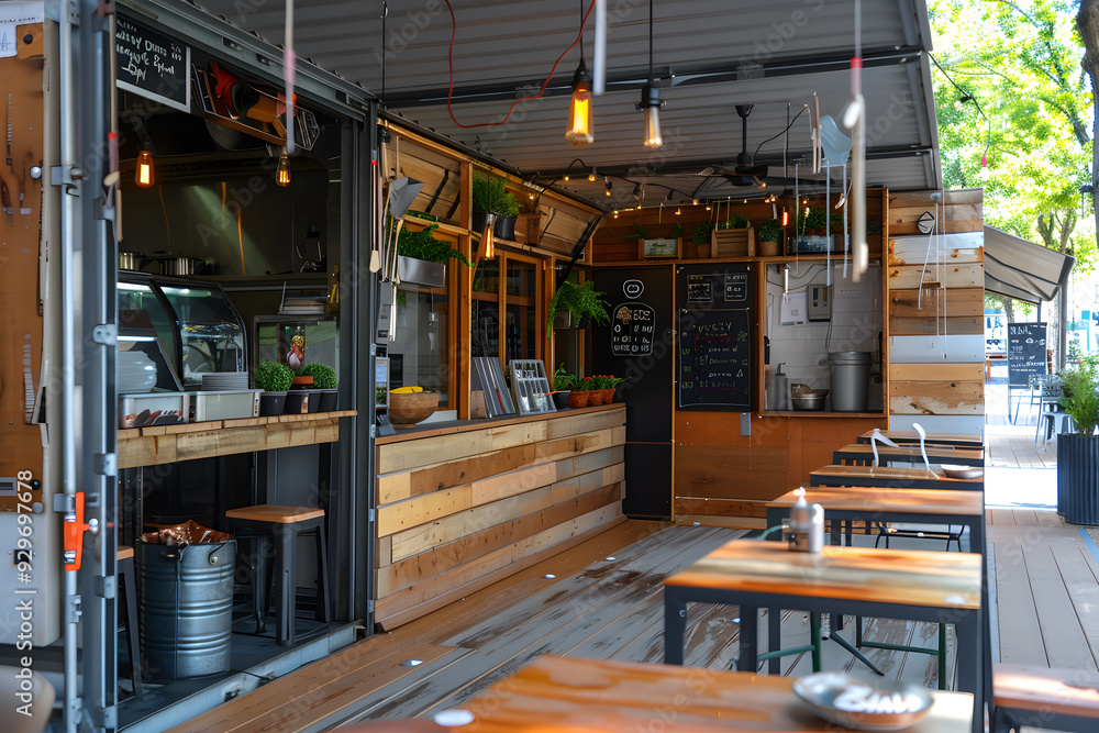 Urban cozy fast food cafe outdoor Urban cozy fast food cafe outdoor