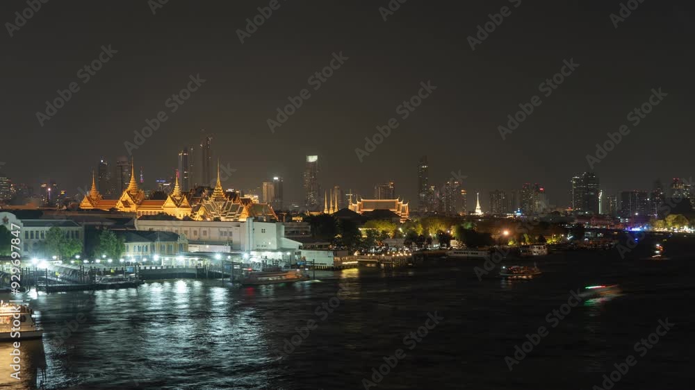 Time lapse of Golden pagoda at Temple of the Emerald Buddha in Bangkok, Thailand. Wat Phra Kaew and Grand palace in old town, urban city. Buddhist temple, Thai architecture. A tourist attraction. Time lapse of Golden pagoda at Temple of the Emerald Buddha in Bangkok, Thailand. Wat Phra Kaew and Grand palace in old town, urban city. Buddhist temple, Thai architecture. A tourist attraction.